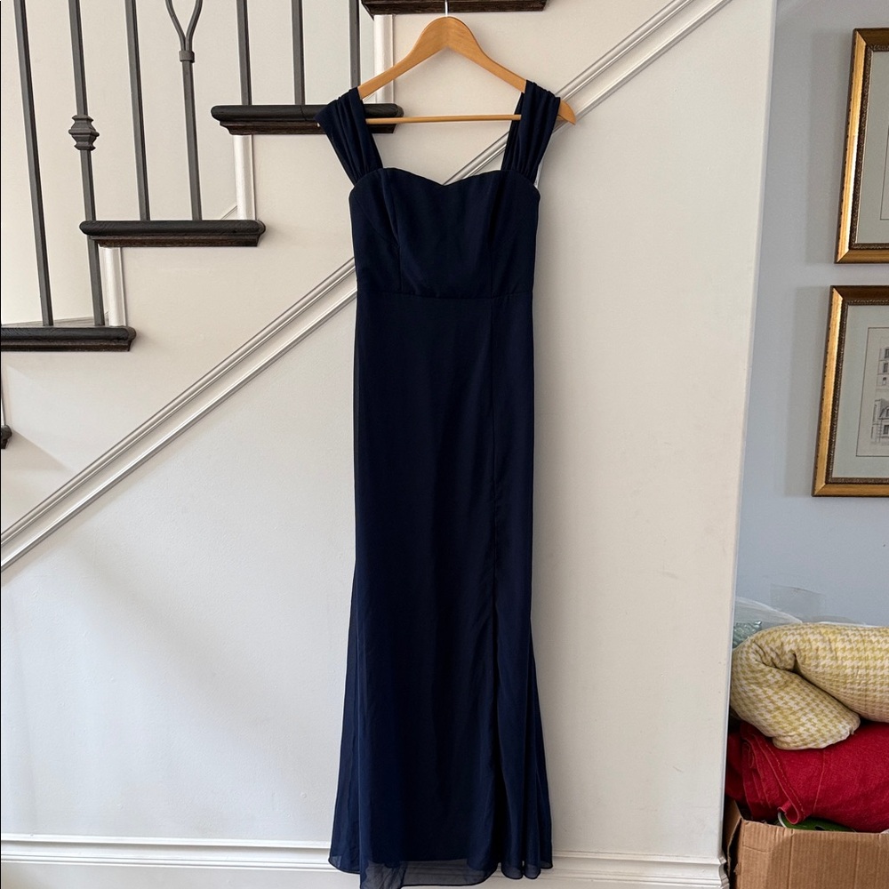 Elegant Navy Blue Evening Gown, Prom dress